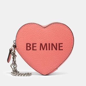 NWT! Coach Heart Coin Case With Be Mine And Xoxo Motif